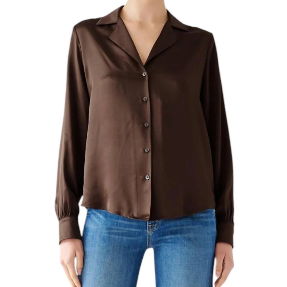 Velvet by Graham & Spencer Brown Silk Soho Top